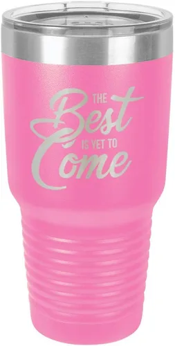 Vaso rosa de 30 onzas con popote y tapa superior deslizante | Taza de viaje de acero inoxidable | Comparar con Yeti Rambler Rosado