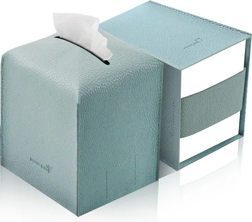 Miniatura 9 de Funda para caja de pañuelos 5 x 5 x 5 pulgadas de piel sintética, organizador cuadrado de caja de pañuelos en cubo para baño, encimera de tocador