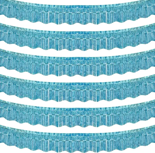 Miniatura 17 de LOLStar Paquete de 6 guirnaldas de flecos de papel de aluminio de oropel negro, decoraciones de fiesta de cumpleaños, pancarta de serpentinas