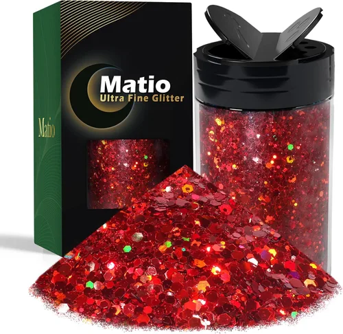 Miniatura 11 de Matio Purpurina gruesa de 7.8 onzas / 7.76 oz de color blanco luna, polvo de purpurina ultrafina, mezcla de copos de PET gruesos, lentejuelas