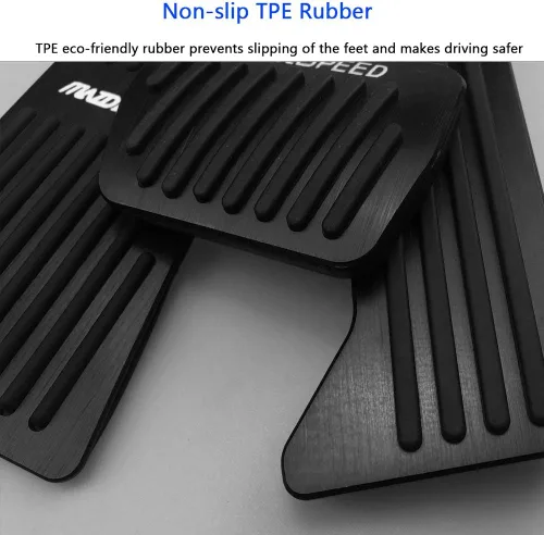Miniatura 4 de BOYUER Juego de 3 almohadillas antideslizantes para pedal de acelerador de gas de freno de aluminio sin perforaciones para Mazda 2 3 6 CX-3 CX-5