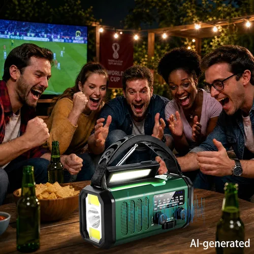 Miniatura 2 de QAUYYW Radio de emergencia con manivela, radio NOAA AM FM meteorológica portátil con manivela de 37000 mAh solar, con linterna de 3 modos y luz