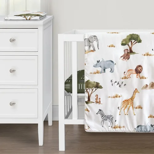 Miniatura 5 de Sweet Jojo Designs Juego de ropa de cama unisex de animales de la selva para bebé, bebé, cuarto de bebé, manta para recién nacido, manta portátil