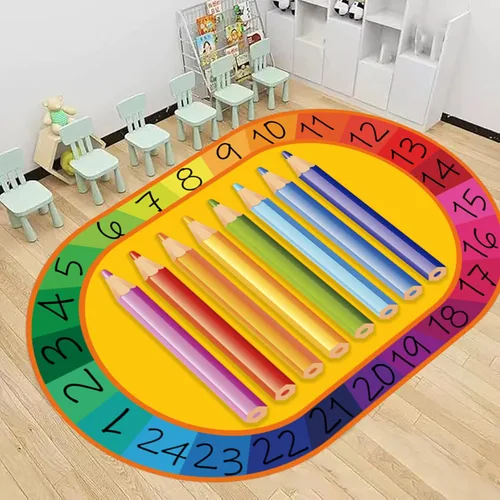 Miniatura 8 de ABC & 123 - Alfombra de aprendizaje para niños de 5 x 7 pies, alfombra de reconocimiento de color y números, alfombrilla educativa antideslizante