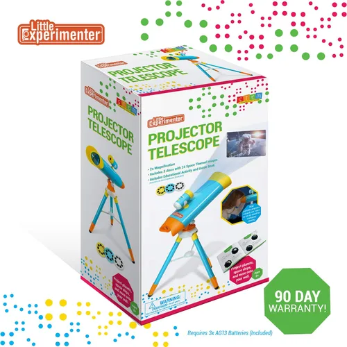 Miniatura 5 de Little Experimenter Telescopio Proyector para Niños, Telescopios para Niños y 24 Imágenes del Espacio, Libro Educativo Incluido, Juguetes
