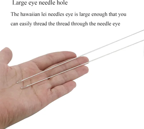 Miniatura 20 de 10 agujas Lei para fabricación de Leis, aguja de costura de ojos grandes de 4.7 pulgadas para manualidades, aguja larga de Lei para hacer flores