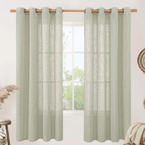 Miniatura 166 de LAMIT Cortinas de lino sintético para dormitorio, paneles filtrantes de luz, cortinas de lino con protección de privacidad con ojales para ventanas