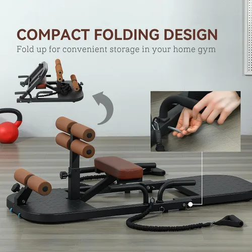 Miniatura 4 de Soozier - Máquina plegable de sentadillas sissy, máquina de empuje de cadera con soporte para flexiones y ruedas, equipo multiusos de entrenamiento