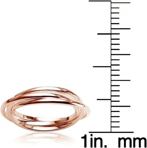 Miniatura 4 de Hoops & Loops Anillo de plata de ley 925 altamente pulida, triple entrelazado, delgado, ajuste cómodo, anillo de boda trenzado tres en uno
