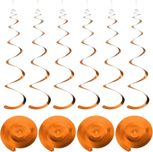 Miniatura 22 de MECCANIXITY 30 remolinos colgantes de fiesta negros de una sola tira para colgar decoraciones de 27.6 pulgadas, serpentinas colgantes de plástico