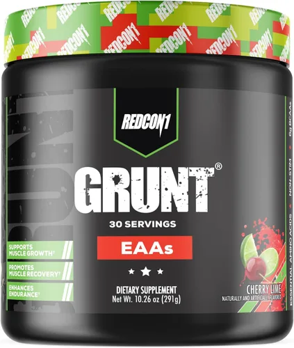 REDCON1 Grunt EAAs, Cherry Lime, aminoácidos esenciales aptos para dieta cetogénica, sin azúcar, polvo para después del entrenamiento que contiene 9