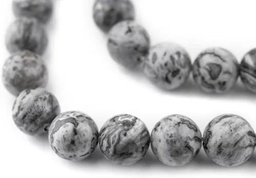 Miniatura 225 de The Bead Chest Cuentas de Jade Blanco Mate Redondas (8mm): Piedra Preciosa Orgánica Redonda Esférica de Energía con Poder de Sanación para Hacer