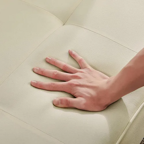 Miniatura 5 de Anwick Sofá cama de tela moderna, sofá cama convertible con 2 almohadas y reposabrazos, sofá reclinable plegable de 75 pulgadas con patas de madera