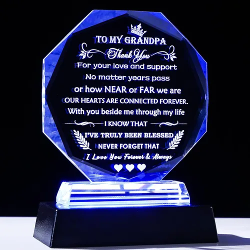 Miniatura 8 de YWHL Regalos de cumpleaños para abuelo de nieta, nieto, recuerdos de corazón de cristal para mi abuelo, regalo para abuelo de nietos en el día