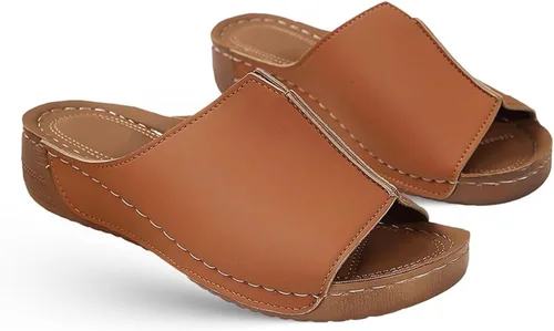 Miniatura 13 de Sandalias ortopédicas para mujer con soporte para el arco, cómodas sandalias ortopédicas de verano con puntera abierta Negro