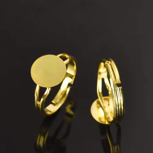 Miniatura 3 de LANBEIDE 40 anillos en blanco, chapado en plata, ajustable, plano, de 0.47 pulgadas, base de anillo en blanco (oro + plata)