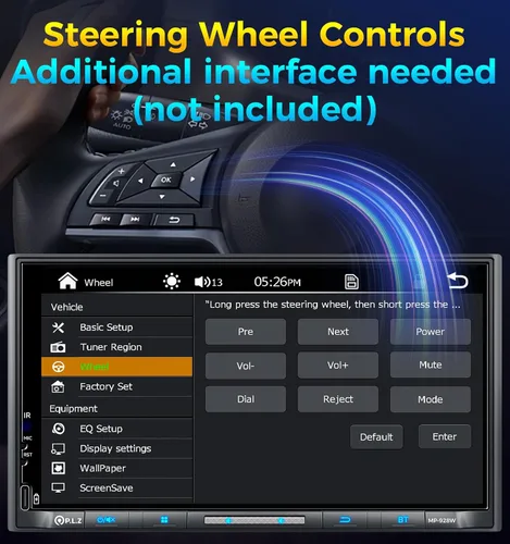 Miniatura 7 de PLZ estéreo de coche inalámbrico de doble DIN de 7" con pantalla QLED para automóvil, Apple Carplay, Radio, Android Auto, Bluetooth 5.3, Cargador