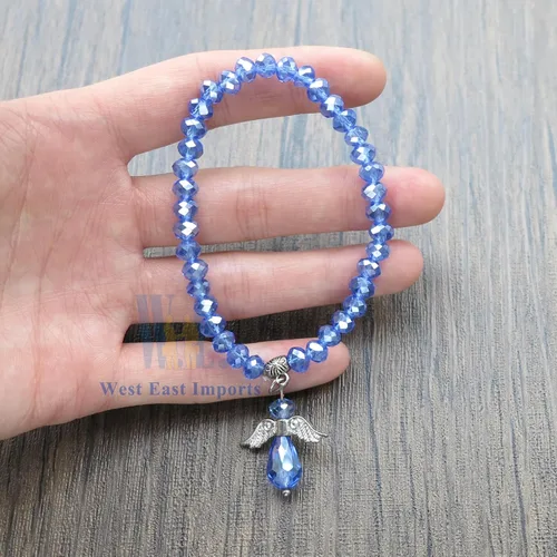 Miniatura 6 de WE Pulsera con dije de ángel de cristal azul 12 PCS - Bautizo Favor/Bautizo/Recuerdos de Bautizo/Quinceañera/Baby Shower, Cristal