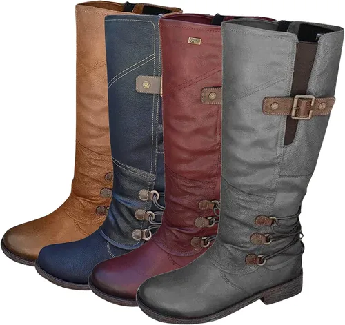 Miniatura 7 de Botas para mujer, a la moda, con punta cuadrada, estilo vaquero, con correa de media pantorrilla, botas retro para otoño 2022
