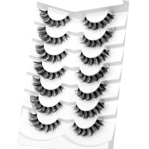 Miniatura 760 de Pooplunch - Pestañas postizas finas de visón sintético, estilo ojo de gato, naturales, cruzadas, tipo racimo, efecto 8D de volumen, tiras