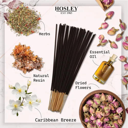 Miniatura 5 de Hosley Paquete de 120 varillas de incienso + paquete de 120 unidades (total 240) – Brisa del Caribe – Paquete a granel perfecto para el hogar