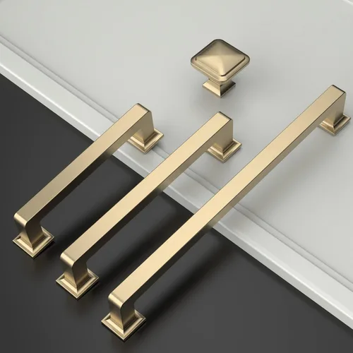 Miniatura 3 de Amerdeco - Paquete de 10 tiradores de latón cepillado para armarios con orificio central de 5 pulgadas (128 mm), tiradores para armarios de cocina