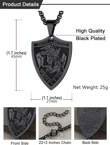 Miniatura 134 de U7 Saint Benedict/Michael Medal Necklace, 316L Stainless Steel Virgin Mary Necklace for Men Women, Bible Verse Protection Necklace Catholic