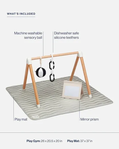 Miniatura 4 de Lalo Gimnasio y tapete de juegos para bebés y niños pequeños – Alfombra de juego ecológica Sage – Gimnasio y accesorios para bebés es fácil