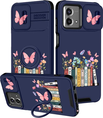 Miniatura 51 de Funermei Funda para Moto G Play 4G 2024 – Funda para teléfono para mujeres y niñas, diseño único de gato y libros, diseño único con funda