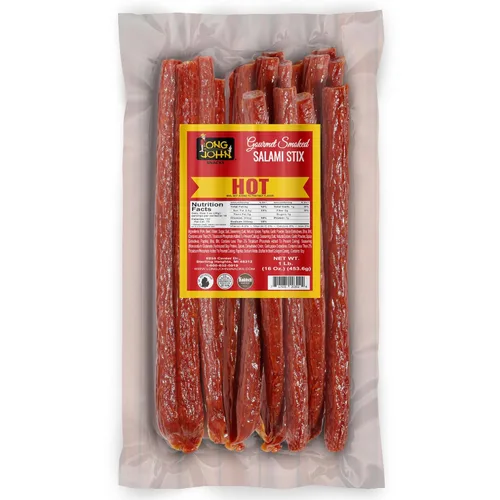 Miniatura 15 de Long John Snacks Palitos de salami secos – Paquete a granel de palitos de carne ahumada con alto contenido de proteínas, hechos a mano con cortes