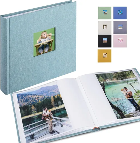 Miniatura 16 de Álbum de fotos pequeño 5x7 con capacidad para 50 fotos verticales con bolsillos de notas adhesivas, mini álbum de fotos con tapa de lino 5x7 con Gris