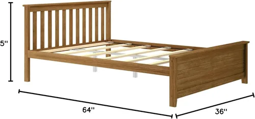 Miniatura 2 de Plank+Beam Marco de cama Queen de madera maciza, cama de plataforma con cabecero, pacana Nuez pacana