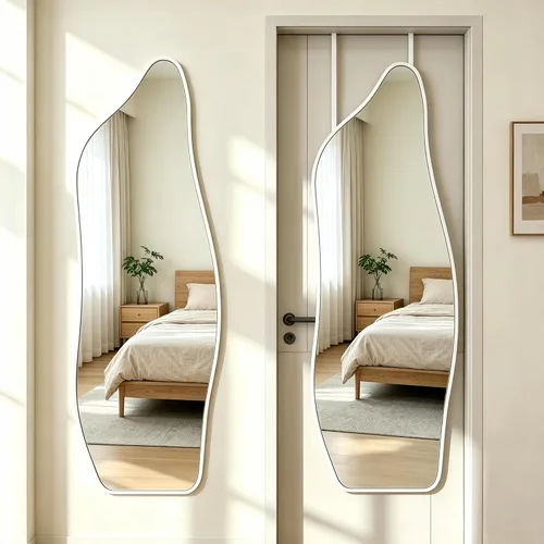Miniatura 10 de Dolphin Shape Full Length Door Mirror 16"x48", Metal Frame with Protective Film, No-Drilling Hanging or Wall Mount, Hooks & Hardware Included, Full