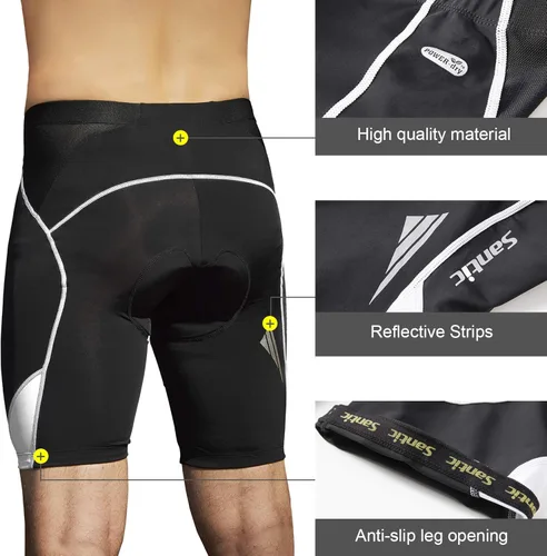 Miniatura 4 de Santic Pantalones cortos de ciclismo acolchados para hombre, pantalones de ciclismo para ciclismo, ropa de ciclismo
