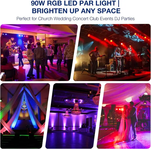 Miniatura 7 de Luces de escenario RGB de 60 LED, 90 W, regulables, multimodos activados por sonido, control remoto y DMX, fácil configuración, luces elevadas