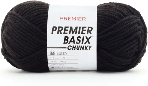 Miniatura 24 de Premier Yarns Basix Hilo Chunky Grueso, Perfecto para Elaborar Proyectos Rápidos, Peso Voluminoso, Hilo Acrílico, Acero, 3.5 onzas, 117 yardas