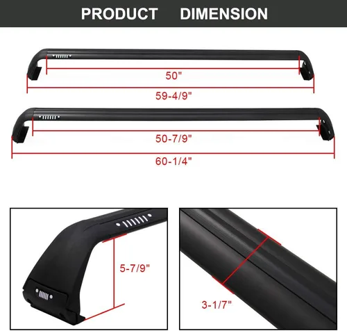 Miniatura 2 de Portaequipajes Negro para Techo Compatible con 2007-2026 Jeep Wrangler JK JL Gladiator JT Barras Transversales 2 y 4 Puertas