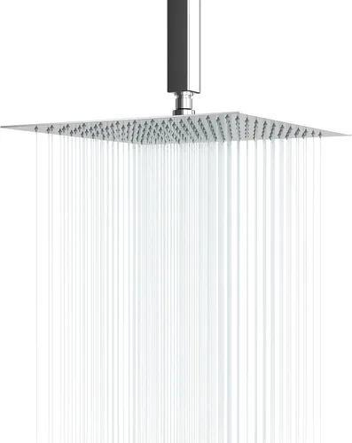 Miniatura 21 de Lordear - Alcachofa de ducha de lluvia de 12 pulgadas, sólida, ultrafina, de acero inoxidable 304, ajustable, cuadrada, de lluvia, cobertura