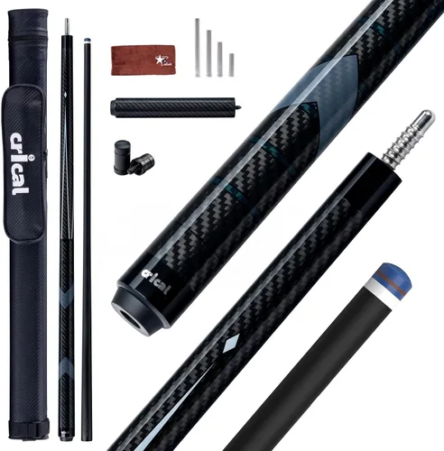 Miniatura 24 de CRICAL Palo de taco de billar de fibra de carbono de 58 pulgadas, palos profesionales de baja desviación para piscina con junta de 3/8 x 8 pines