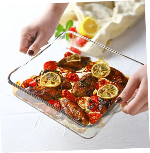 Miniatura 7 de STOBAZA 1 unidad de cena profunda para sartén de vapor, mango rectangular, herramienta de microondas, suministro para hornear, tartas de queso