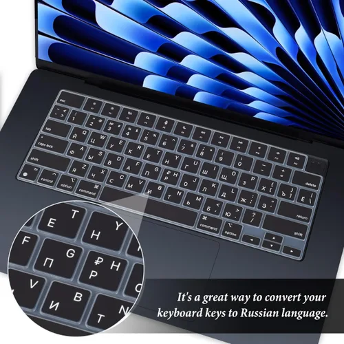 Miniatura 2 de Funda de teclado en idioma ruso para MacBook Air de 15.3 pulgadas A3448 A2941 A3114 A3241/MacBook Air de 13.6 pulgadas A3449 A3113 A2681 A3240