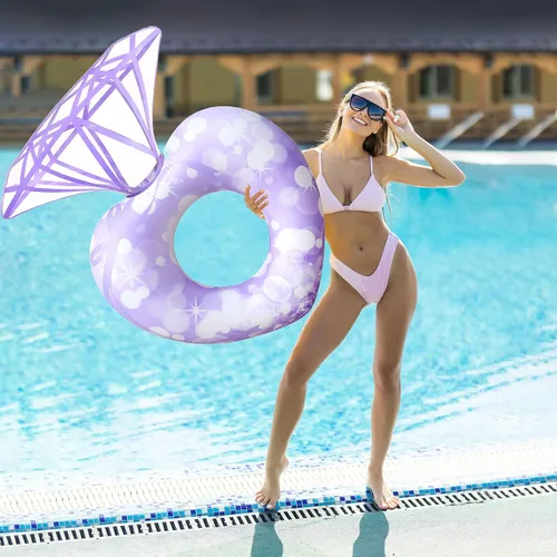 Miniatura 4 de Anillo de natación de diamantes flotante, piscina, juguetes de playa para adultos, anillo de natación inflable, cama flotante, fiesta divertida