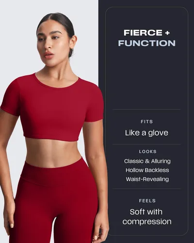 Miniatura 2 de Aoxjox Camiseta corta de manga corta para mujer Clarissa con espalda hueca para entrenamiento