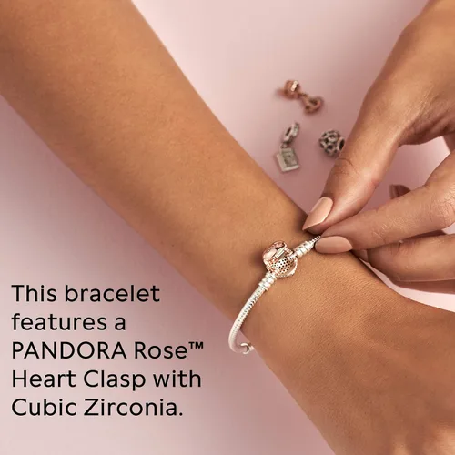 Miniatura 15 de Pandora Moments - Pulsera de cadena de serpiente con cierre de corazón brillante