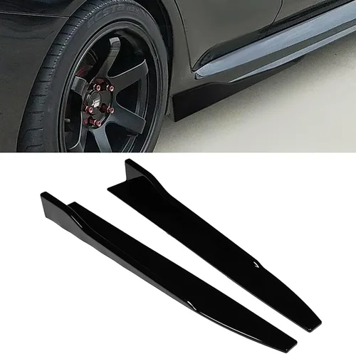 SCITOO Kit de faldas laterales negras brillantes para carrocería de coche, 31 x 4 x 3 pulgadas, se adapta a falda lateral universal de ABS