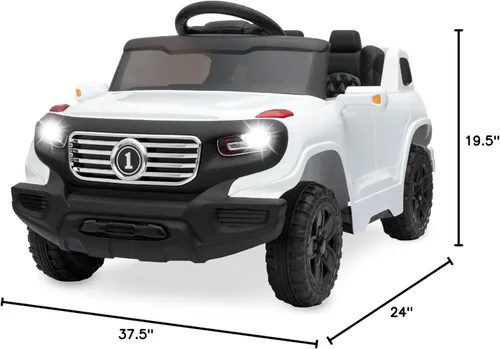 Miniatura 8 de Productos de la mejor elección, camioneta de paseo de 6 V para niños con control remoto para padres, 3 velocidades, luces LED, blanco