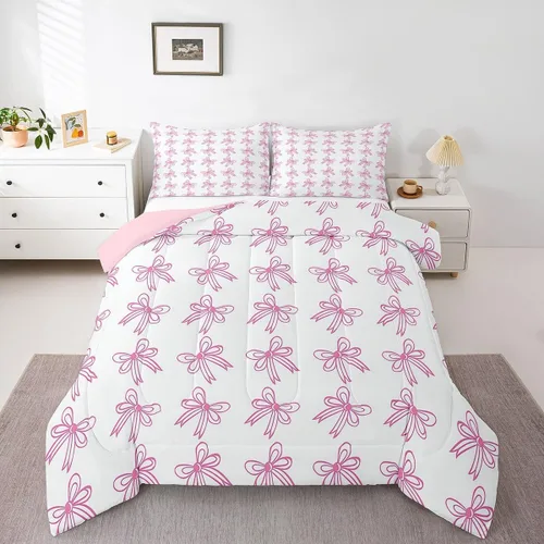Miniatura 10 de Feelyou Juego de edredón de castillo rosa para niños, tamaño individual, juego de ropa de cama de princesa para niños y niñas, inserto de edredón