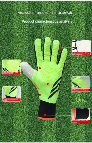 Guantes de portero de fútbol, guantes de entrenamiento de portero, agarre fuerte, antideslizantes y transpirables para adultos y niños Naranja
