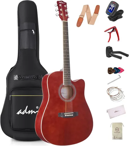 Miniatura 14 de ADM Dreadnought - Kit de guitarra acústica con lección gratuita para principiantes, adultos, adolescentes, tamaño completo, juego de iniciación