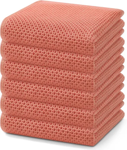 Miniatura 78 de Homaxy Paños de cocina de 100% algodón con tejido de gofre, ultra suaves, absorbentes, de secado rápido, 12 x 12 pulgadas, paquete de 6, amarillo